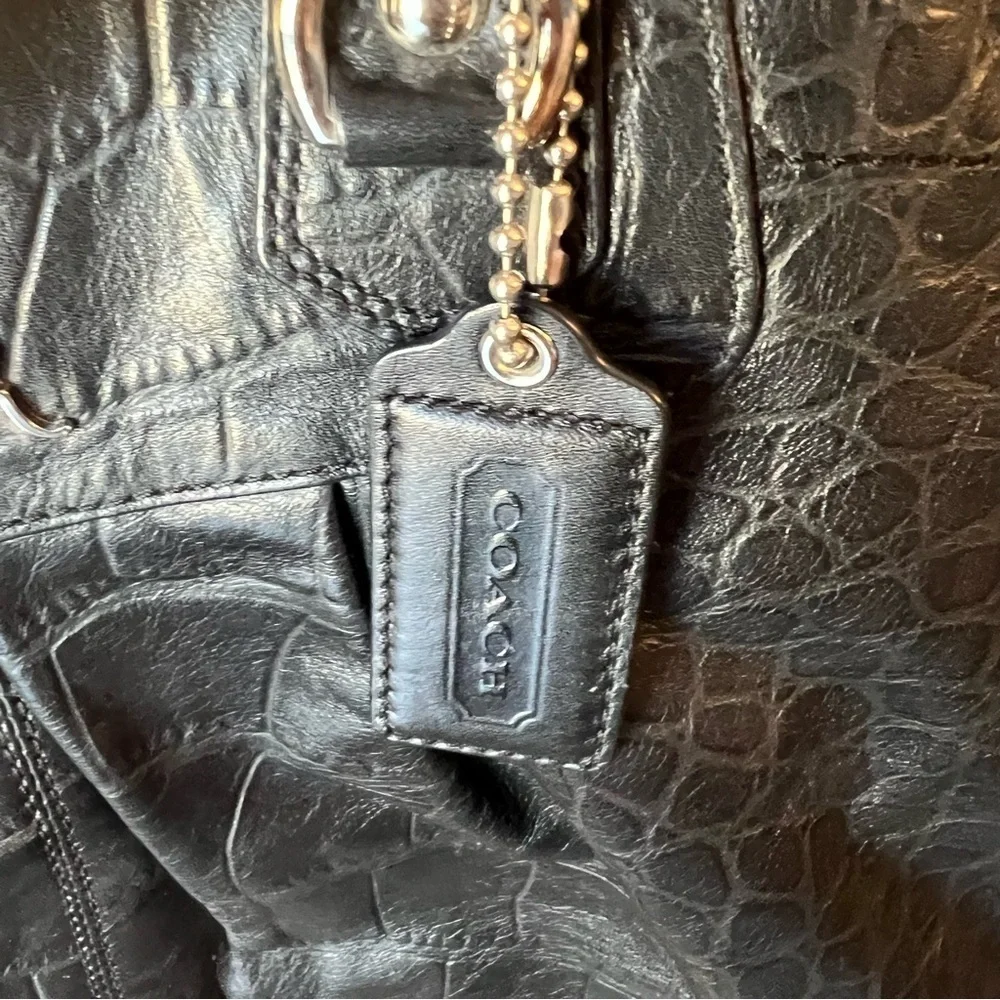 Coach Ashley Croc Embossed Leather Satchel Bag EUC